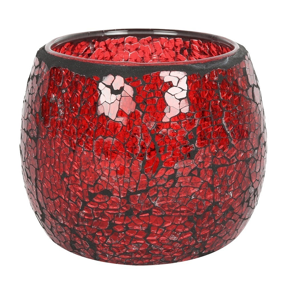 Large Red Crackle Glass Candle Holder (Online Only)