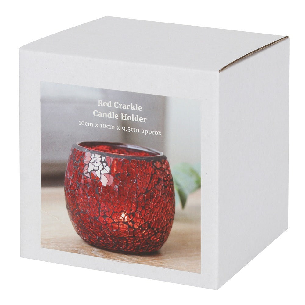 Large Red Crackle Glass Candle Holder (Online Only)