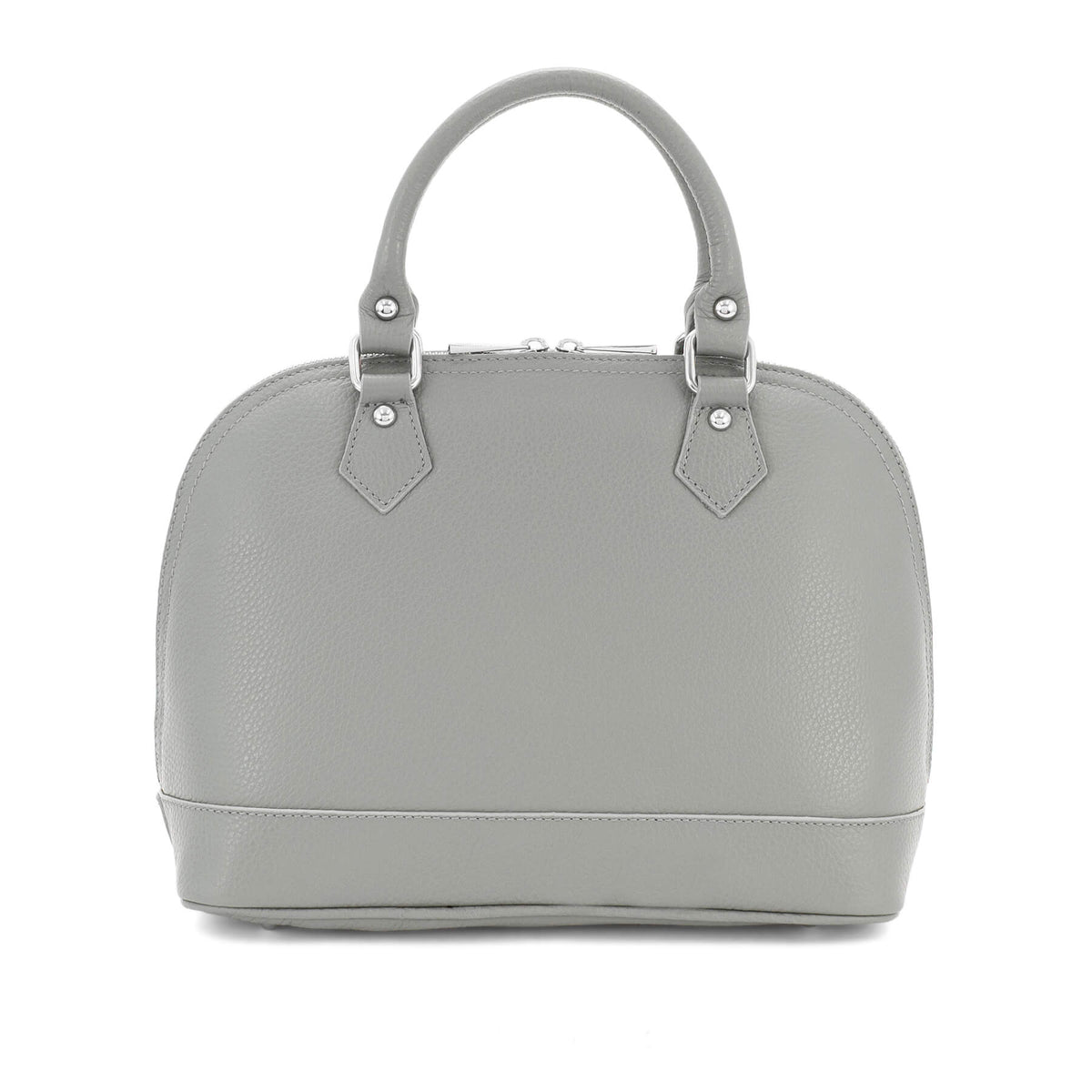 Italian Designer Soft Leather Bowling Bag - Swolit Bria Grey