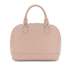 Italian Designer Soft Leather Bowling Bag - Swolit Bria- Nude