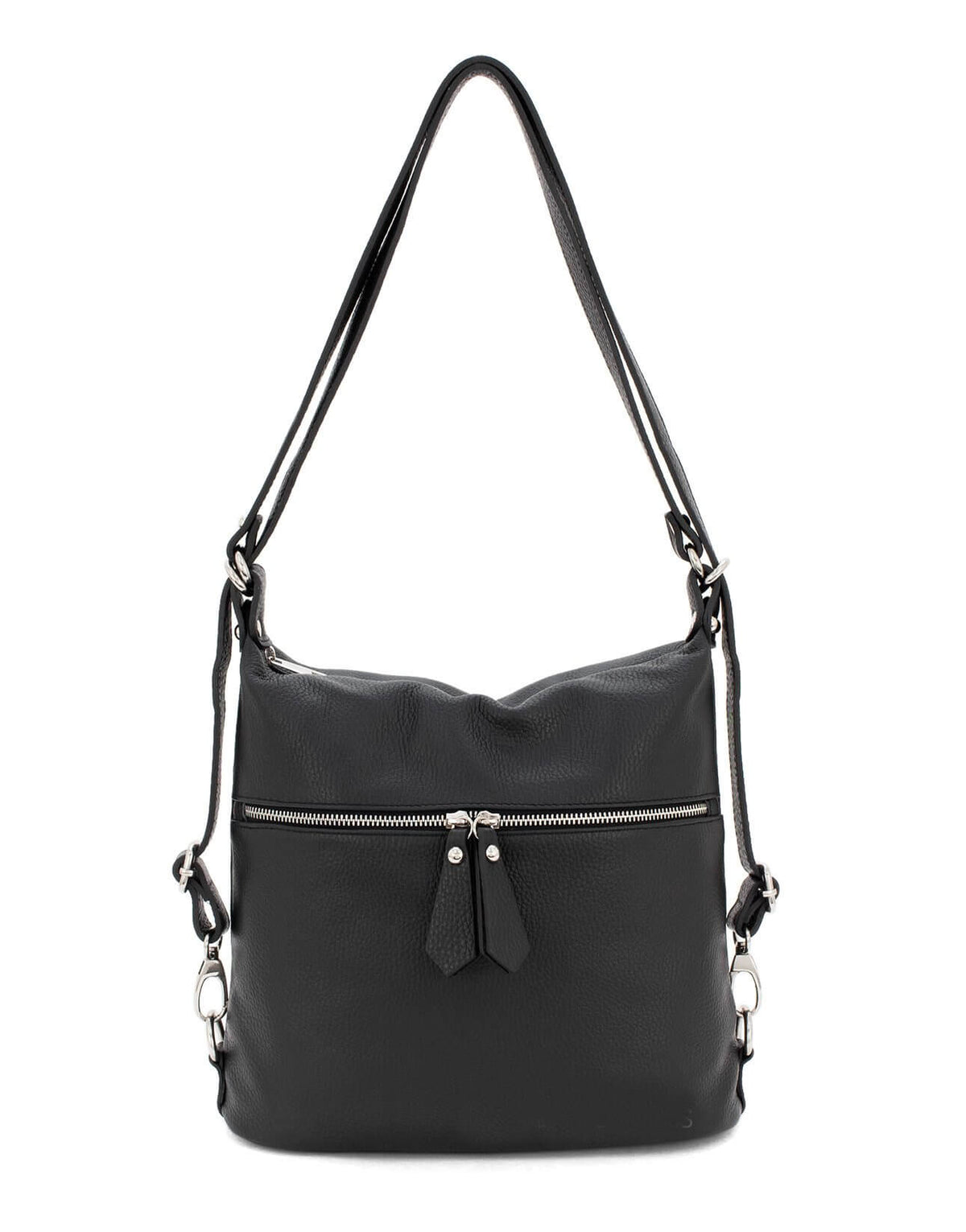 Black Genuine Italian leather convertible backpack handbag by Swolit | Comes with adjustable shoulder straps