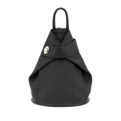 Italian Designer Soft Leather Folding Backpack -Multiuso - Black