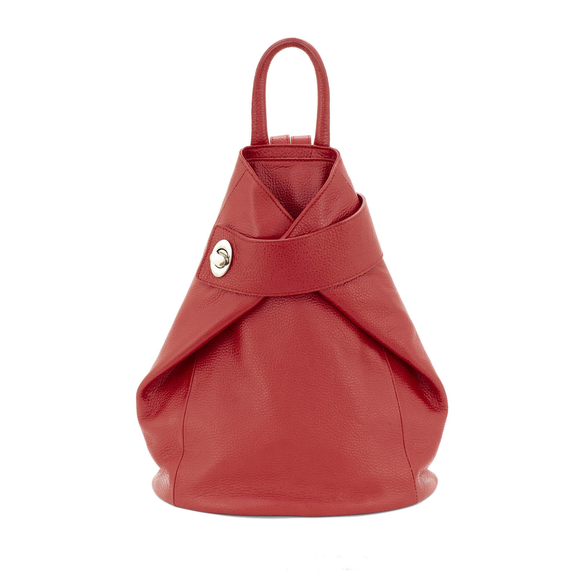 Italian Designer Soft Leather Folding Backpack -Multiuso -  Red