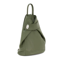 Italian Designer Soft Leather Folding Backpack -Multiuso Olive Green