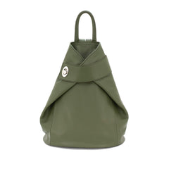 Italian Designer Soft Leather Folding Backpack -Multiuso Olive Green