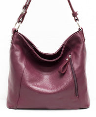 Italian Designer Leather Handbag with Adjustable Strap Stella - Burgundy