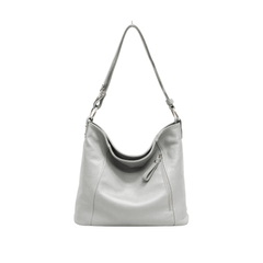 Italian Designer Leather Luxury Handbag with Adjustable Strap Stella - Light Grey