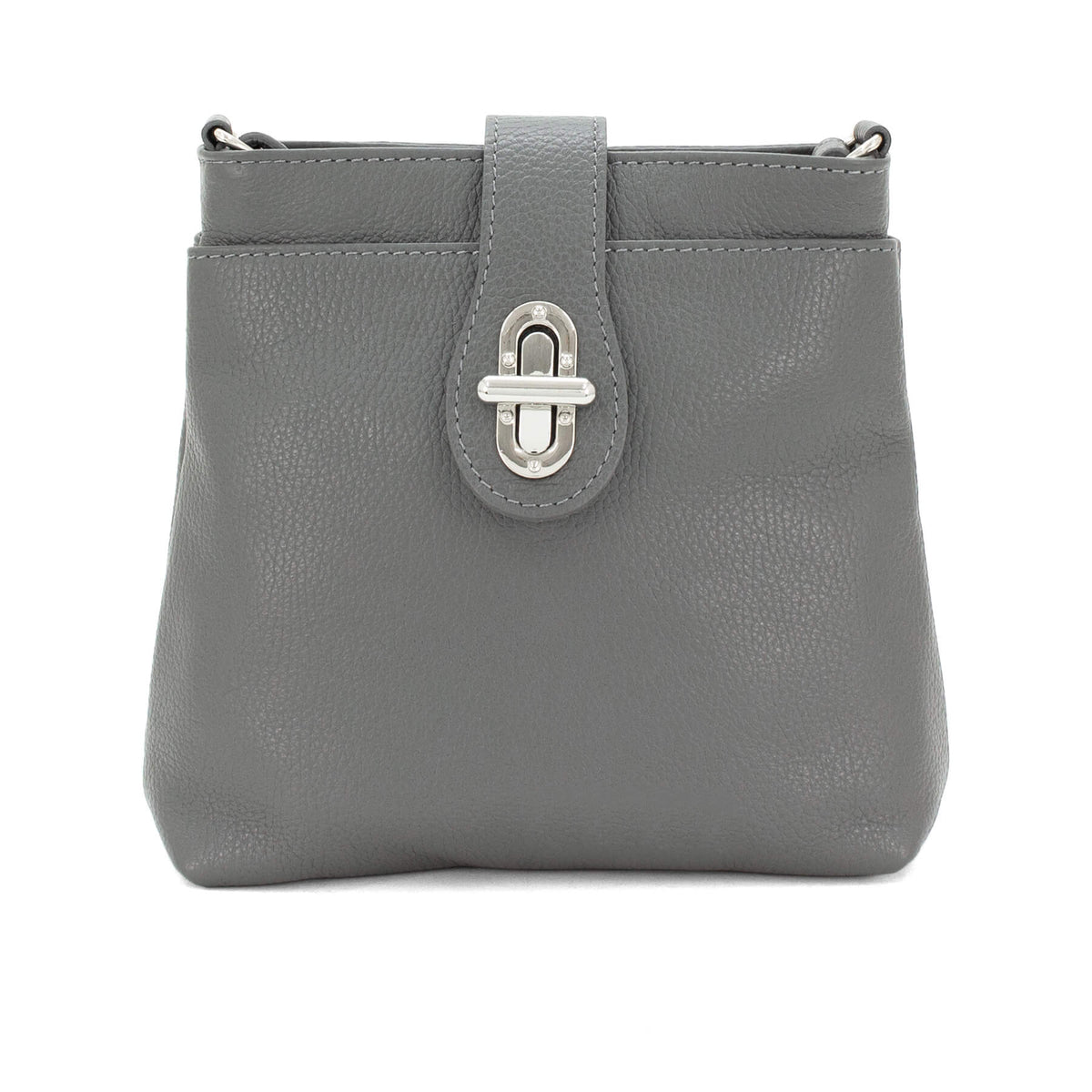 Italian Designer Leather Multi-compartment Crossbody Cleo Dark Grey