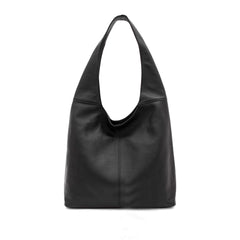 Italian Leather Plain Hobo Bag- Swolit Alessandra - Black