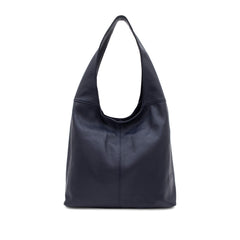 Italian Leather Plain Hobo Bag- Swolit Alessandra - Navy