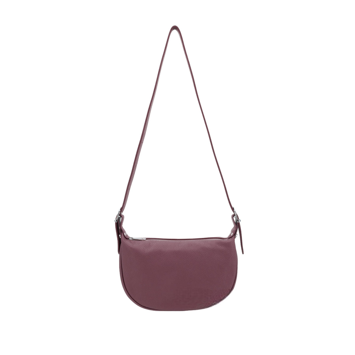 Italian Designer Leather Round Shoulder Bag Burgundy