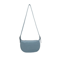 Italian Designer Leather Round Shoulder Bag Dusty Blue