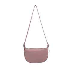 Italian Designer Leather Round Shoulder Bag Dusty Pink