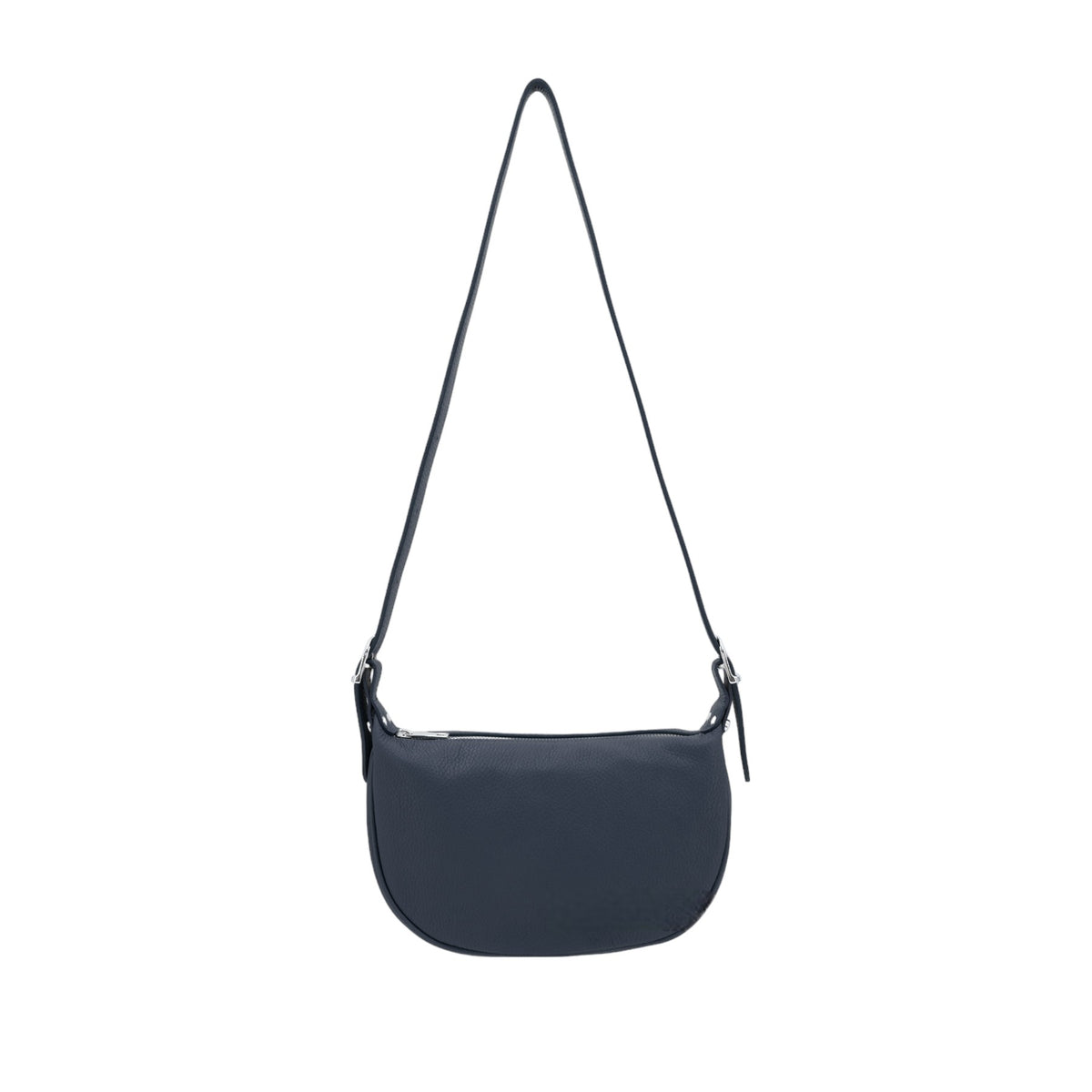 Italian Designer Leather Round Shoulder Bag Navy