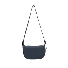 Italian Designer Leather Round Shoulder Bag Navy