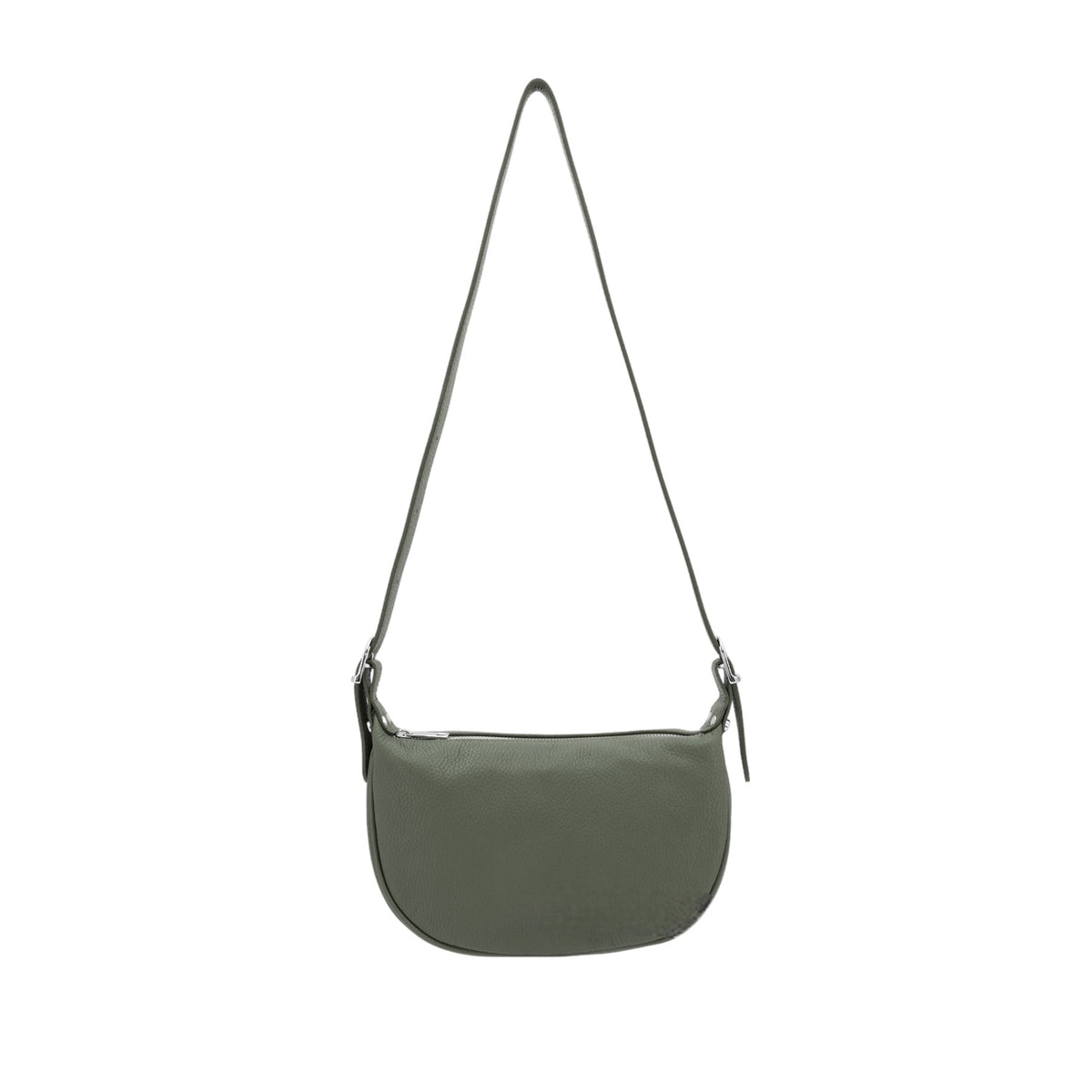 Italian Designer Leather Round Shoulder Bag Olive Green