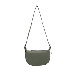 Italian Designer Leather Round Shoulder Bag Olive Green