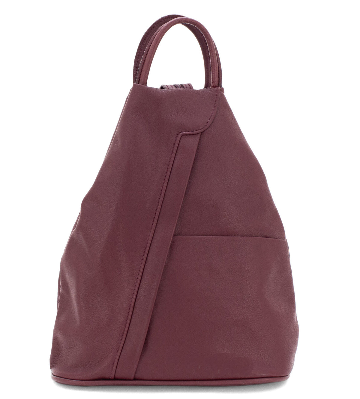 Italian Designer Soft Leather Triangular Backpack Ilaria Burgundy