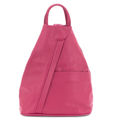 Italian Designer Soft Leather Triangular Backpack Ilaria Magenta