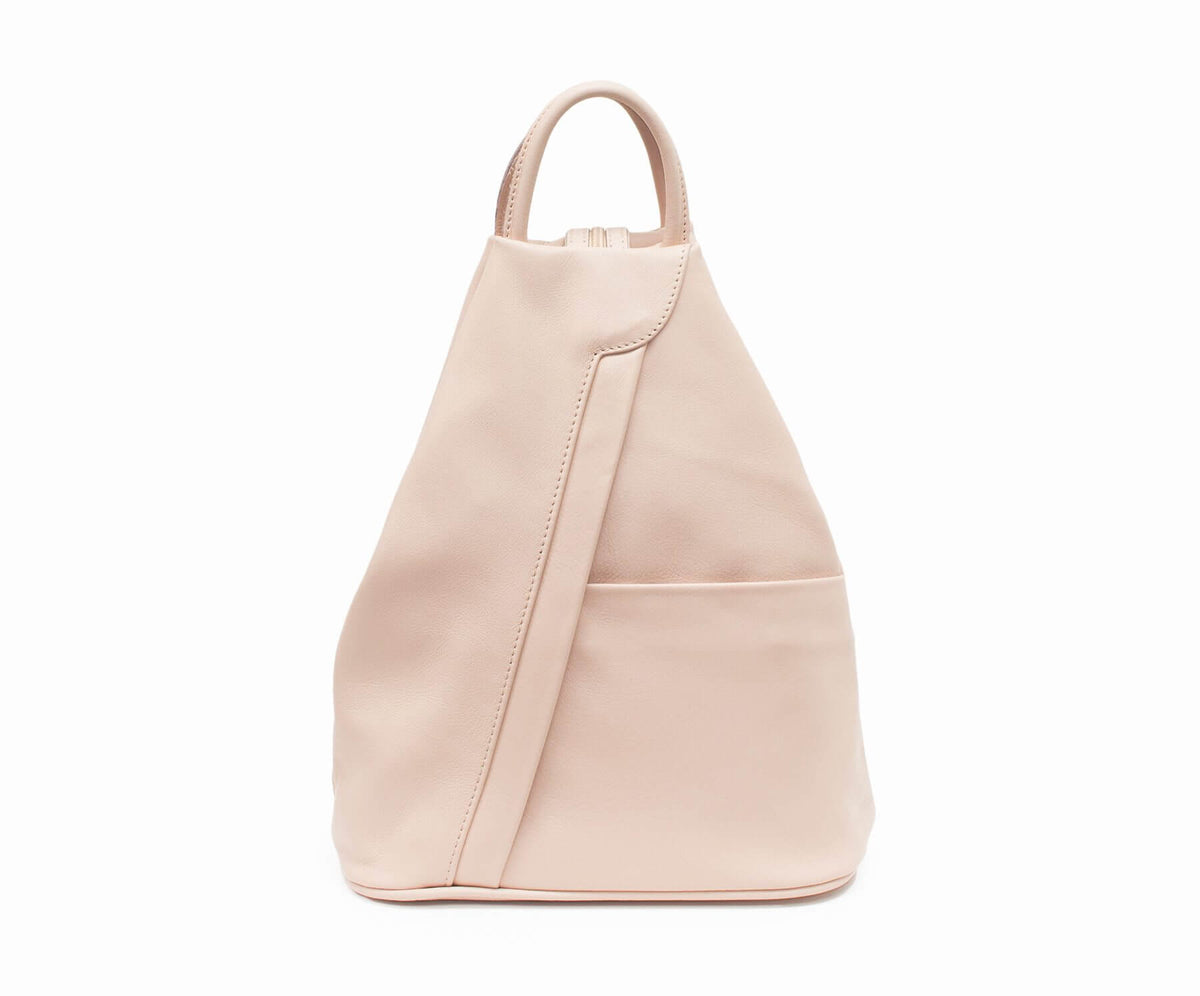 Italian Leather Triangular Backpack- Swolit Ilaria Nude