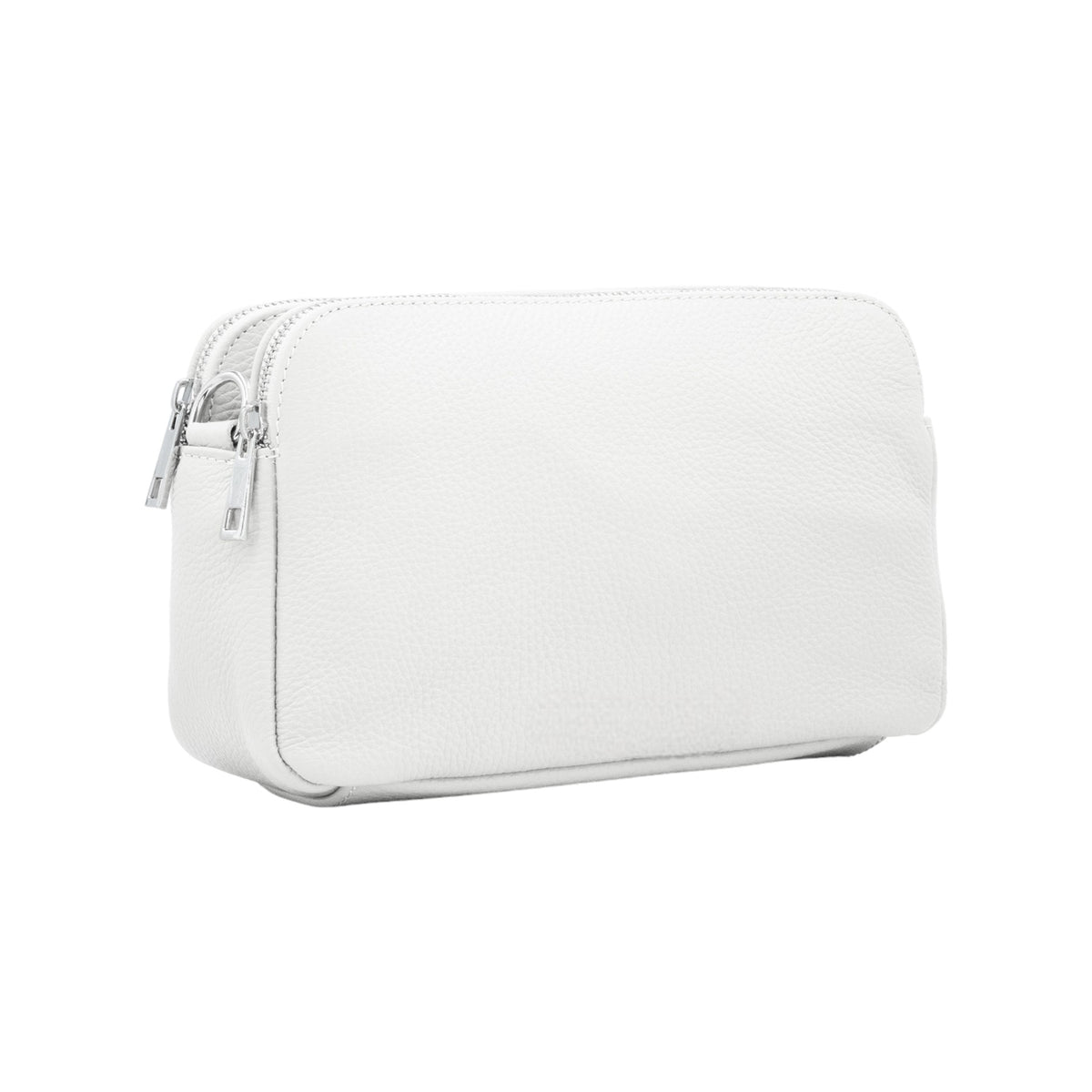 Italian Designer Leather Rectangular Triple Compartment Crossbody Pure White