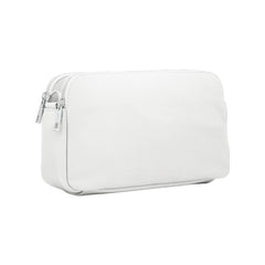 Italian Designer Leather Rectangular Triple Compartment Crossbody Pure White