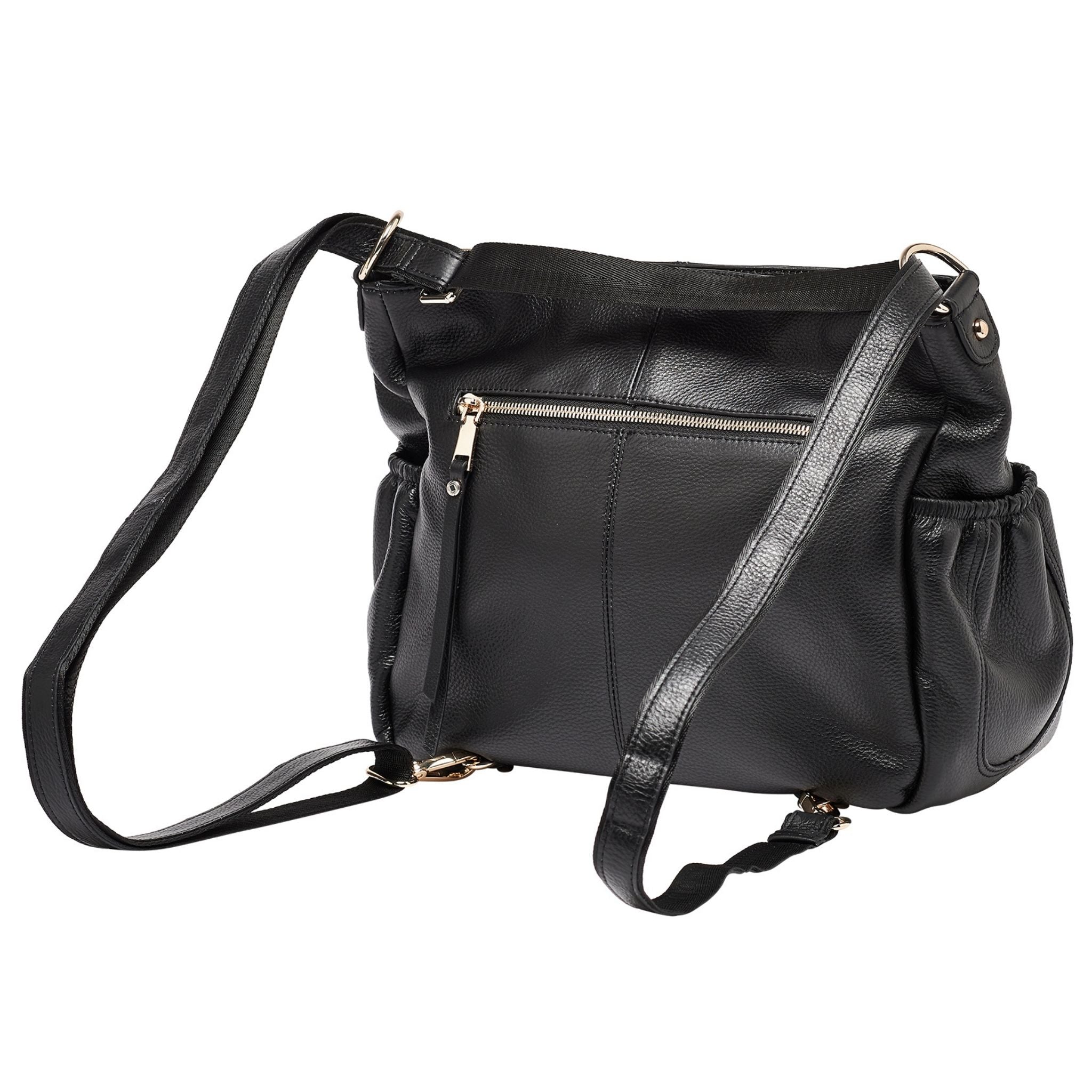 Lennox Midi Pebble Black Leather Handbag