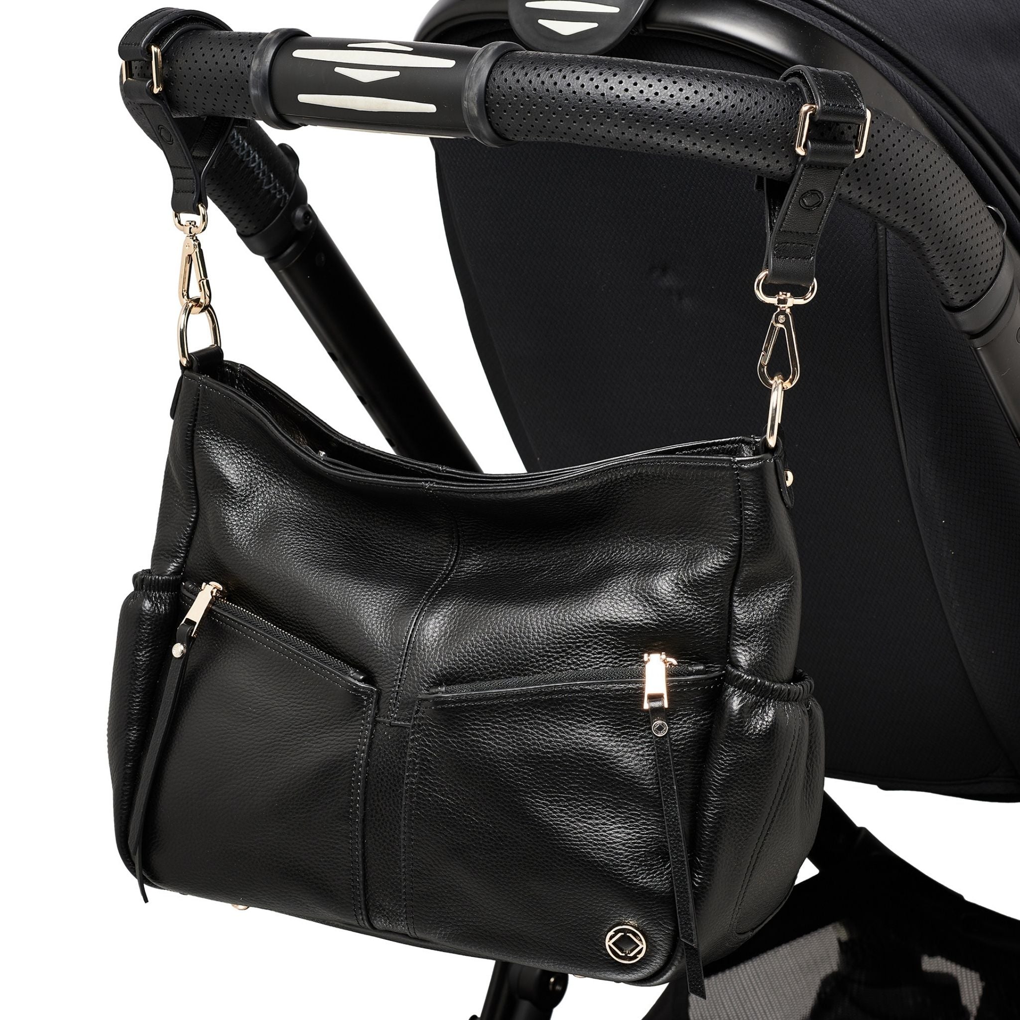 Lennox Midi Pebble Black Leather Handbag