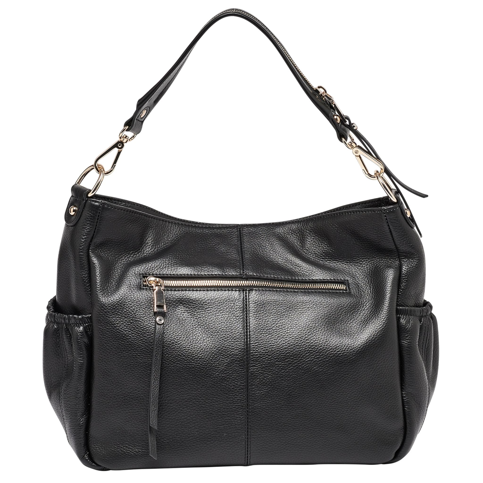 Lennox Midi Pebble Black Leather Handbag