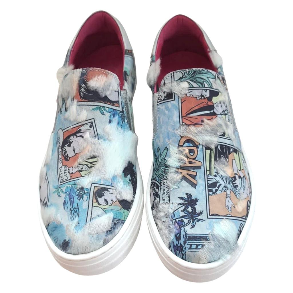 Scala - Comic Cow slip on sneaker