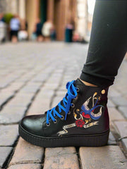 Tattoo- Black ankle boot