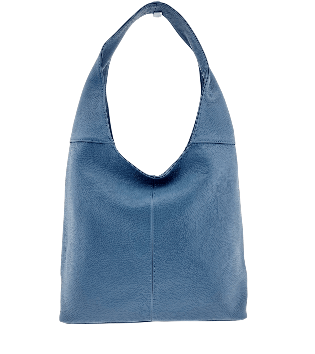 Italian Leather Plain Hobo Bag- Swolit Alessandra - Dusty Blue