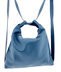 Italian Leather High Quality Large Leather Convertible Backpack -Ultimati Dusty Blue