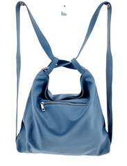 Italian Leather High Quality Large Leather Convertible Backpack -Ultimati Dusty Blue