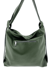 Italian Leather High Quality Large Leather Convertible Backpack -Ultimati- O Green