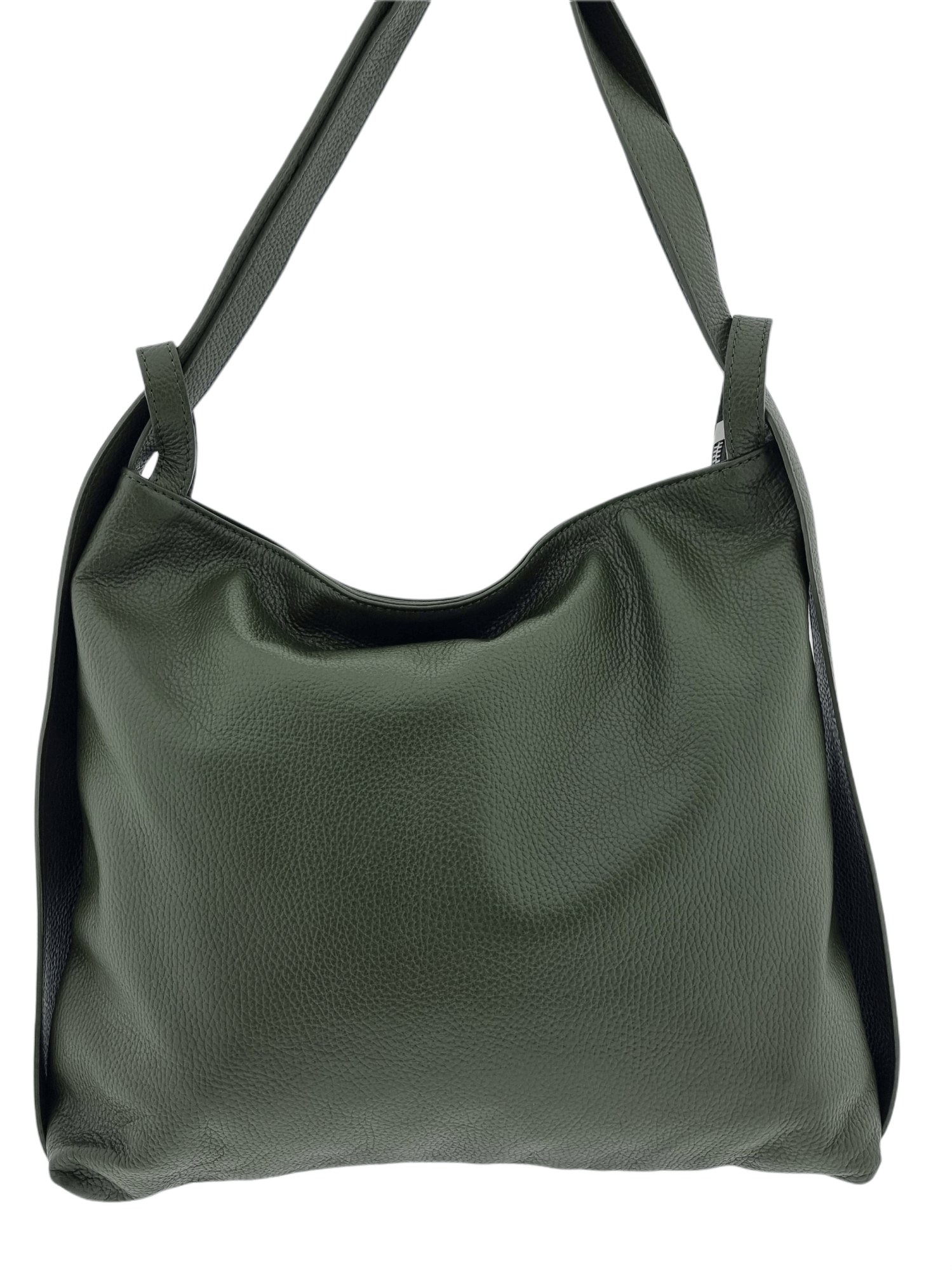 Italian Leather High Quality Large Leather Convertible Backpack -Ultimati- O Green