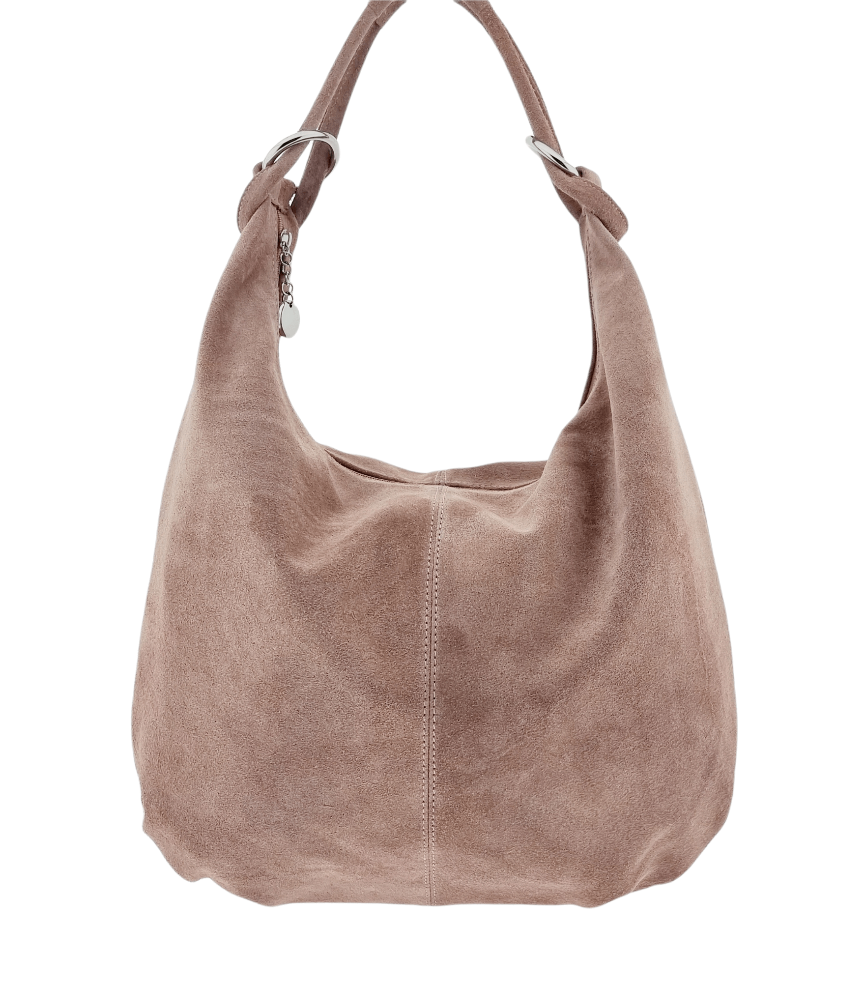 Italian Designer Suede Leather Slouchy Bag - Swolit Cosimo Dusty Pink