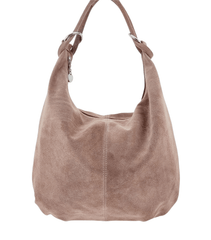 Italian Designer Suede Leather Slouchy Bag - Swolit Cosimo Dusty Pink