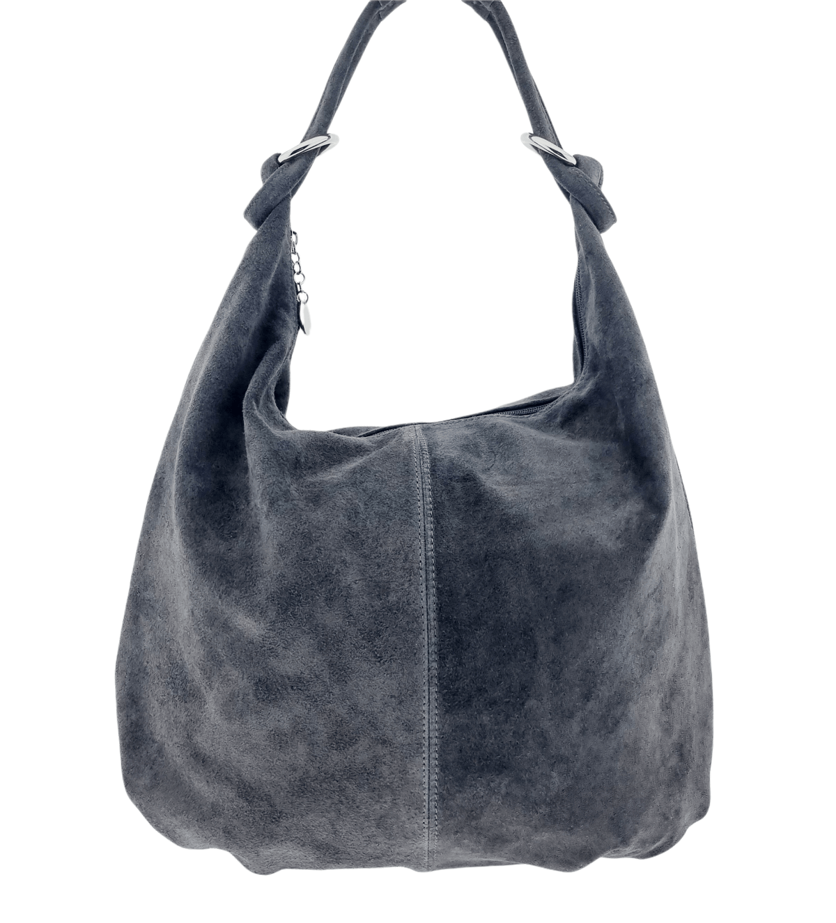 Italian Designer Suede Leather Slouchy Bag - Swolit Cosimo Dark Grey