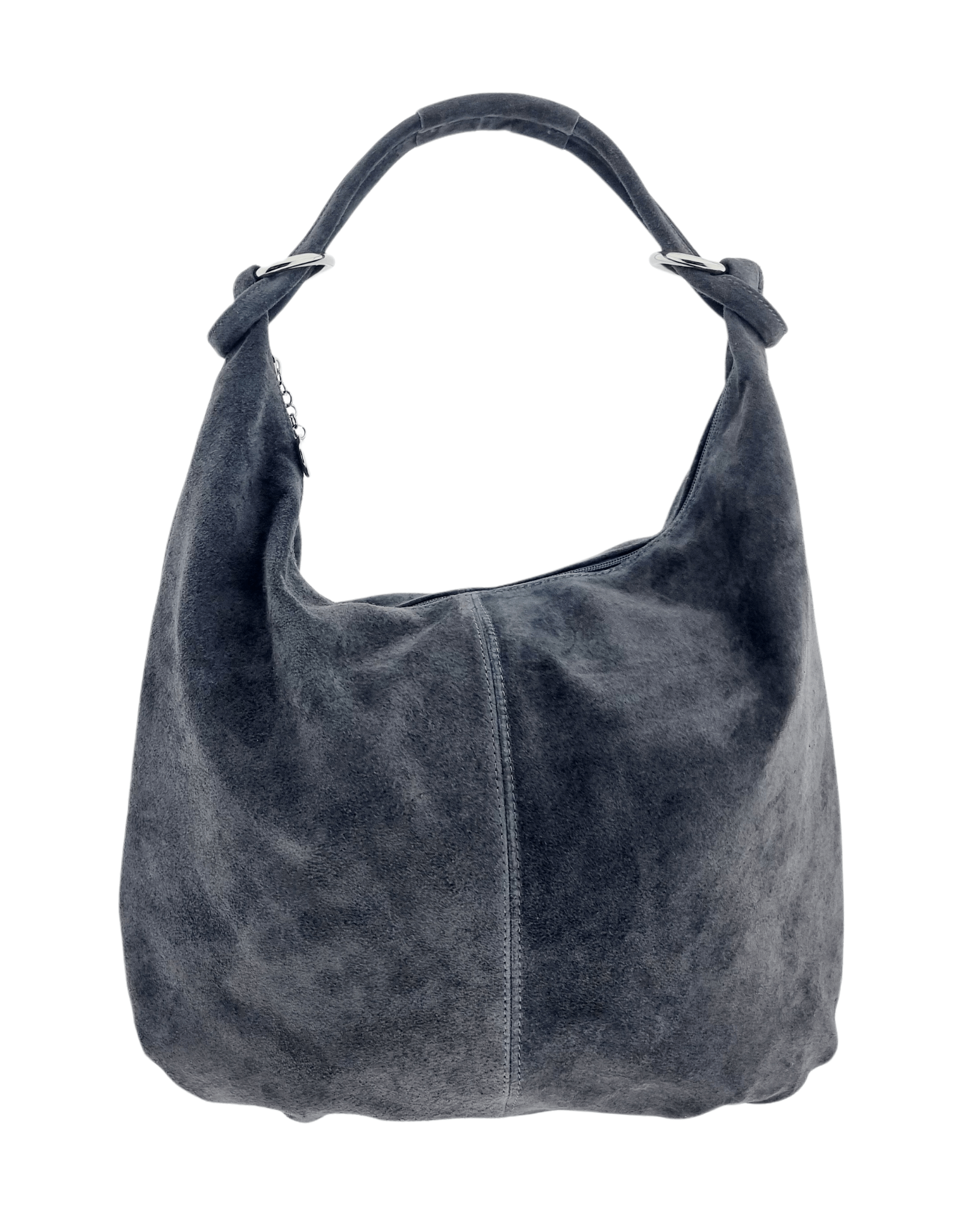 Italian Designer Suede Leather Slouchy Bag - Swolit Cosimo Dark Grey