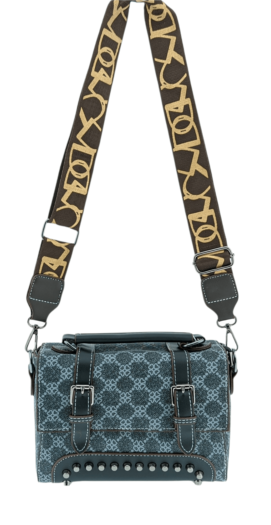 Swolit High Fashion Crossbody Wide Strap Studded Zipped