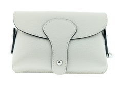 Italian Designer Leather Small Crossbody Wide Strap Bag Carina- Stone Off White