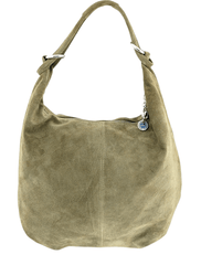 Italian Designer Suede Leather Slouchy Bag - Swolit Cosimo - Taupe