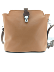 Italian Leather Crossbody Bag with Zip Pocket- Spalle Piccole- Tan