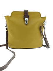 Italian Leather Crossbody Bag with Zip Pocket- Spalle Piccole- Mustard