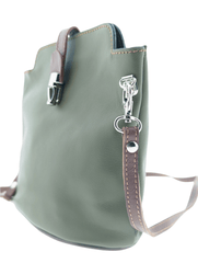 Italian Leather Crossbody Bag with Zip Pocket- Spalle Piccole- Green