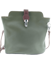 Italian Leather Crossbody Bag with Zip Pocket- Spalle Piccole- Green