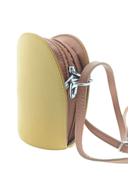 Italian Leather Crossbody Bag with Zip- Fresca- Mustard