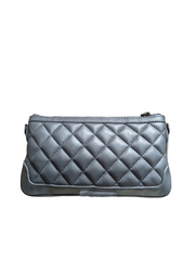 Italian Designer Leather Quilted Clutch Crossbody - Swolit Paxe Dark Grey