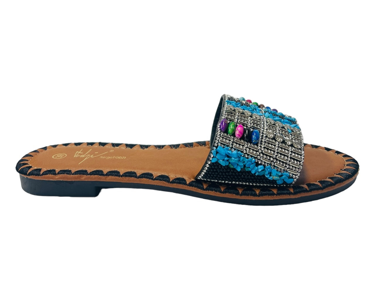 Smart Flat Jewelled Comfy Sliders